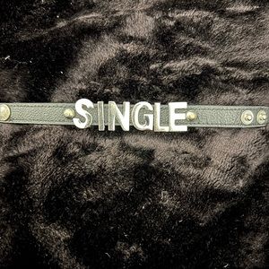 BCBG "Single" Black Leather Bracelet